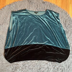 Alfani Green Black Velvet Sleeveless Top Size XXL